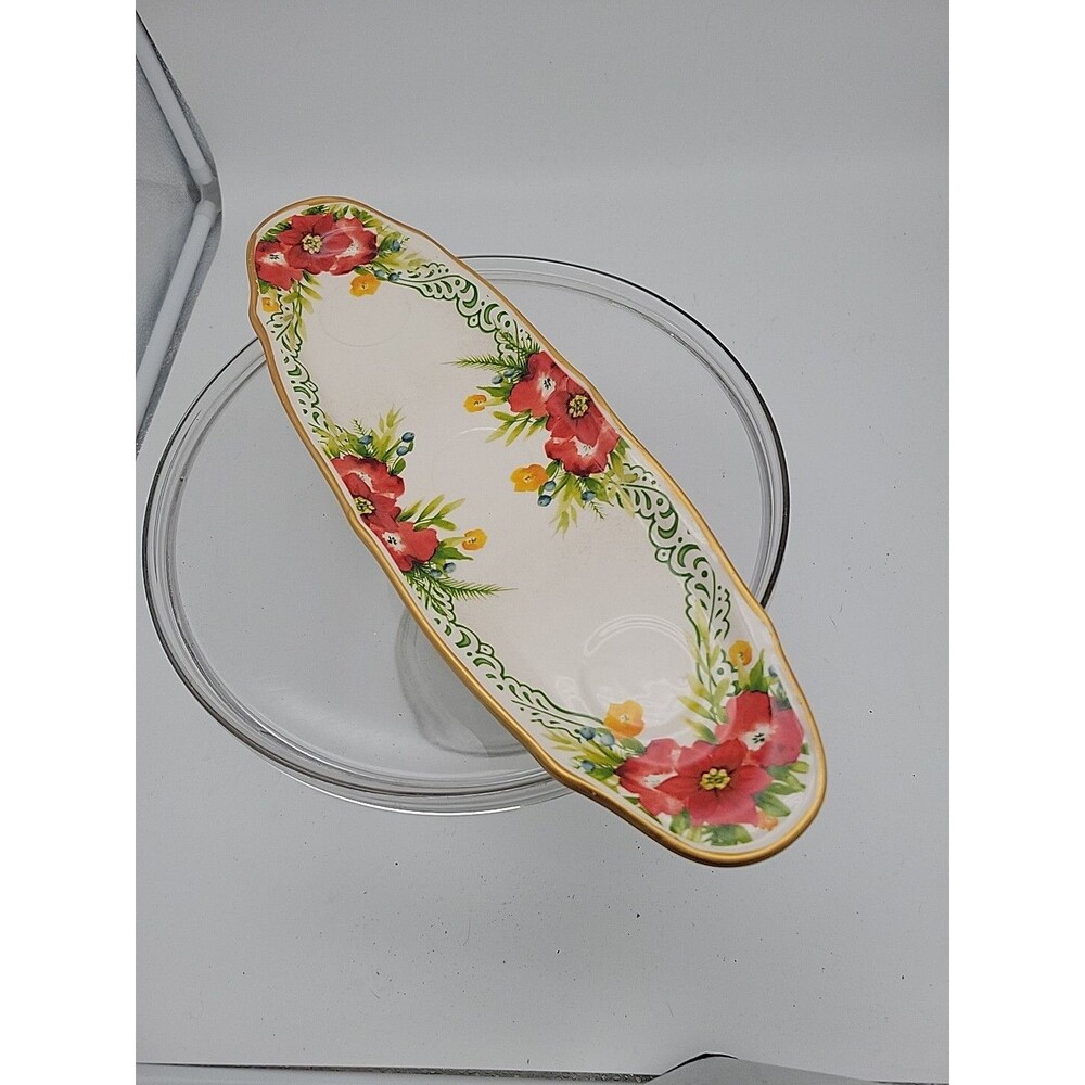 Pioneer Woman 14" Garland Ceramic Condiment Tray Replacement Red Flower Poppies?
